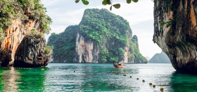 Beautiful island and turquoise water on a sunny day.