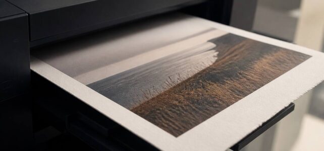 Foto’s laten afdrukken: zo kies je het juiste formaat, papier en afwerking Close-up van een realistische fotoafdruk op mat papier onder zacht licht